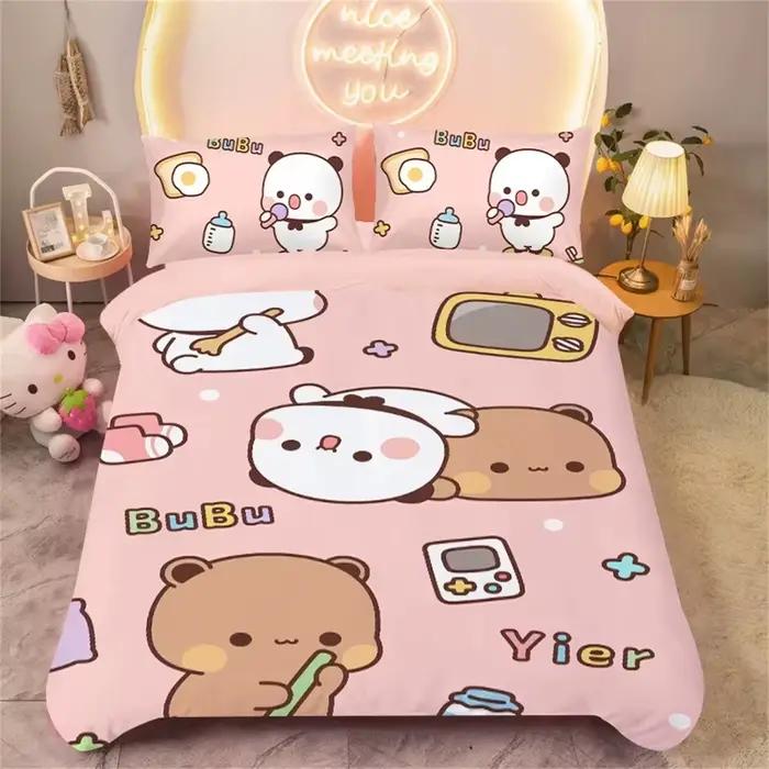 Parure de lit ours mignon 3D en microfibre