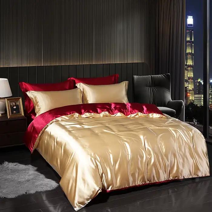 Ensemble de literie en satin de luxe avec drap plat