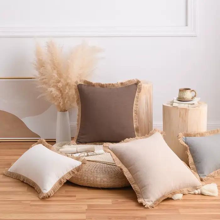 Housses de coussin en coton et lin