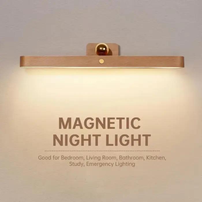 Lampe de chevet murale LED sans fil en bois