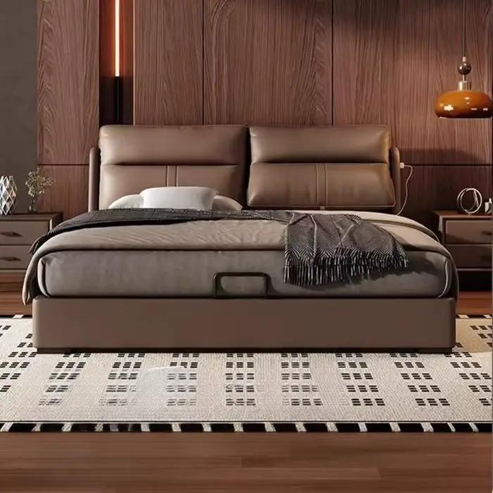 180x200cm 3 tiroirs cadres lits doubles en cuir Composite pleine taille King Size