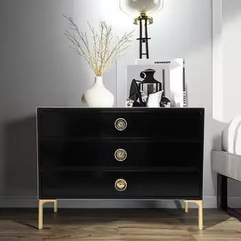 Armoire de chevet moderne en bois noir à 3 tiroirs