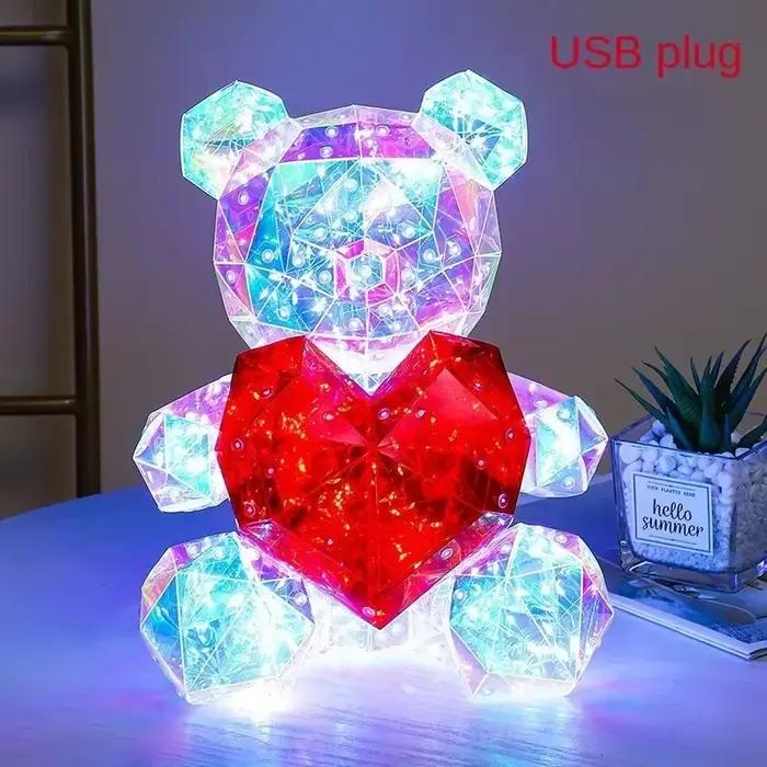 Ours en peluche lumineux LED de 30 cm