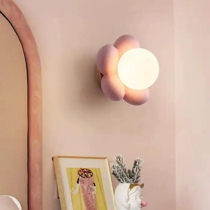 Chambre d'enfant mur LED lampe moderne résine corps fleur Style