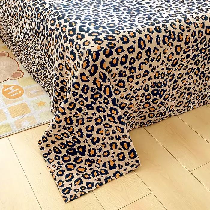 Draps de Lit Plats Imprimé Léopard pour Lit Double, Simple/Queen/King, 150x200