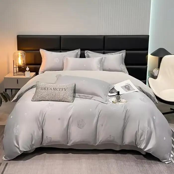 Housse de couette jacquard en satin tencel brodée de haute qualité