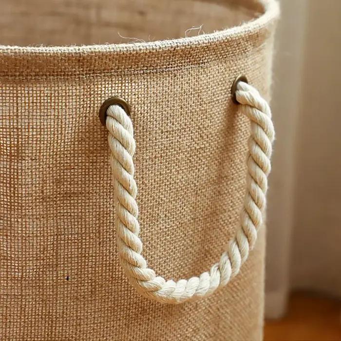 Panier à linge imperméable en coton et lin