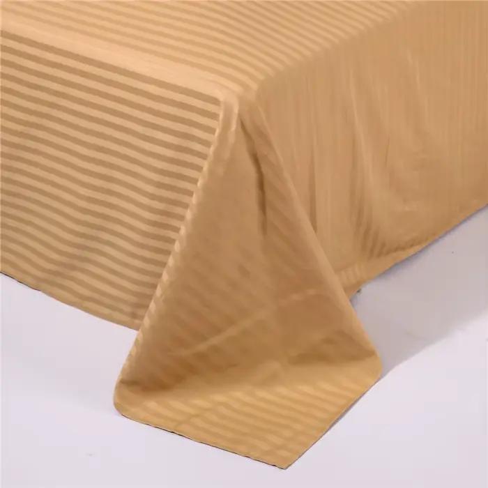 Drap de lit plat à rayures de couleur unie
