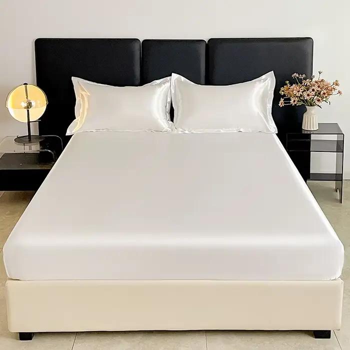 Drap-housse en satin uni tendance avec bande élastique pour matelas en rayonne