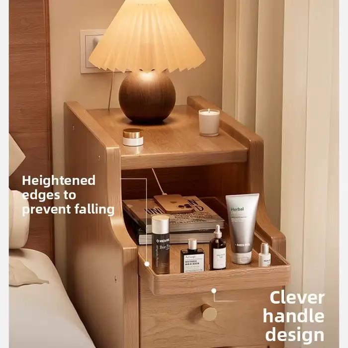 Table de chevet étroite minimaliste en bois massif