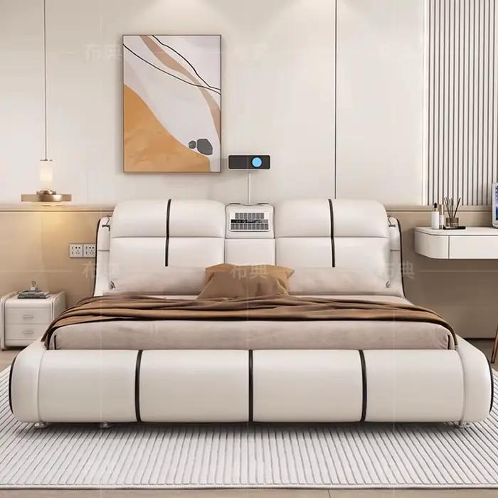 Tiroir minimaliste lit rembourré fantaisie commodes de couchage lits haut-parleur enfants King Muebles Para El Hogar Rome meubles