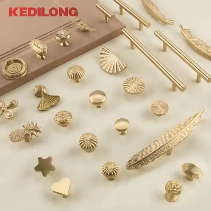 KEDLO style européen minimaliste en laiton massif armoire bricolage tirer poignée classique luxe tiroir or bouton porte