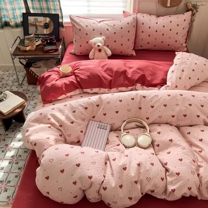 Parure de lit imprimée style Ins en coton pur