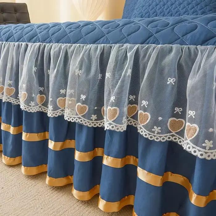 Jupe de lit de luxe en dentelle et coton