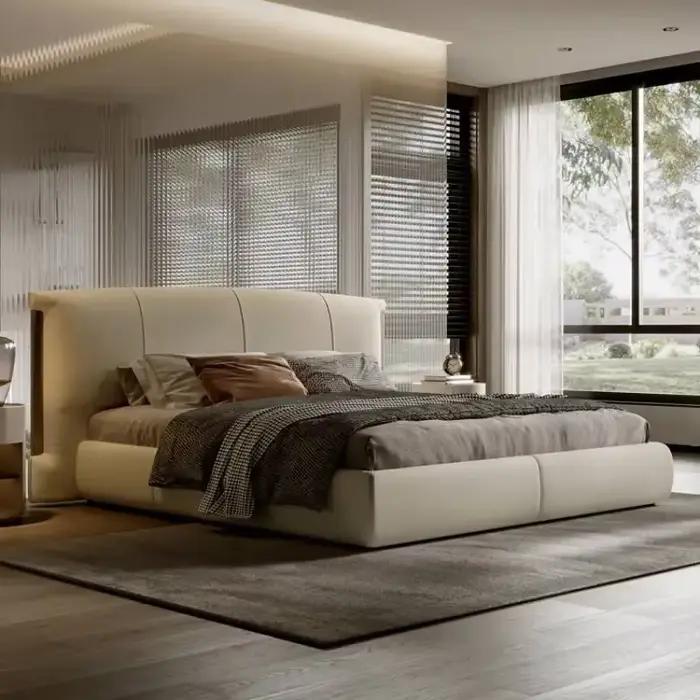 Esthétique élégant lit Double en bois chambre moderne luxe