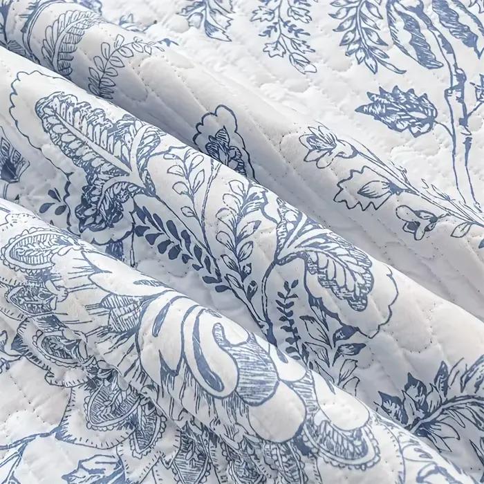 3 pièces housse de lit matelassée ondulée ultra douce à imprimé floral ensemble multi-pièces (1