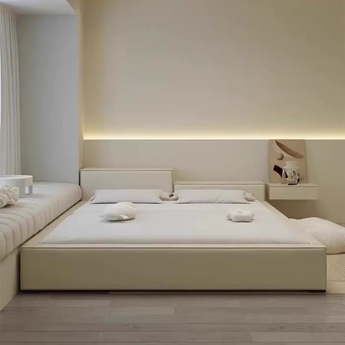 Salon filles cadres De lit reine minimaliste chambre principale lit crème luxe tête De lit Cama De Lujo Para dortoir meubles De maison