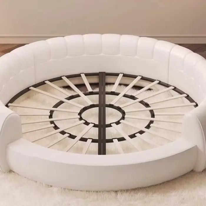 Lit Rond Esthétique avec Tête de Lit Rembourrée