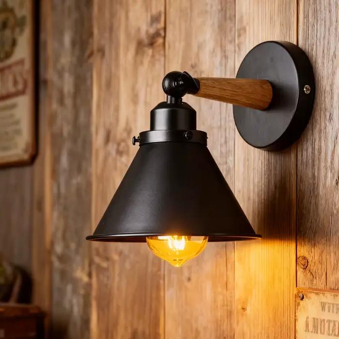 Applique murale industrielle nordique en bois