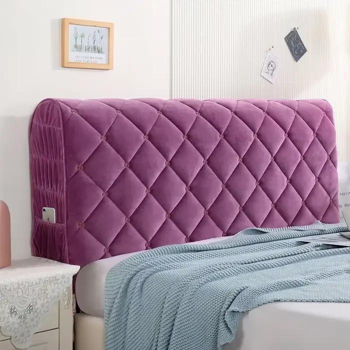 Couvre-tête de lit matelassé en velours brodé