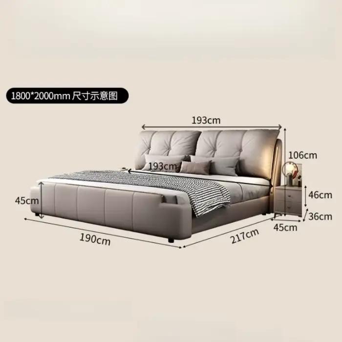 Lit plateforme King Size en cuir capitonné avec rangement
