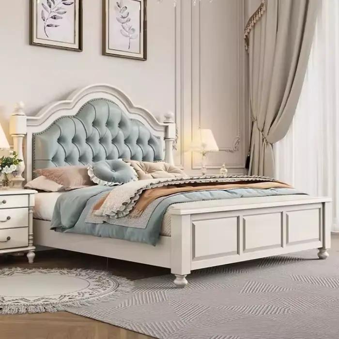 Lit double blanc esthétique pour adolescentes