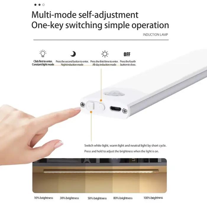 Lampe LED USB Type-C Rechargeable avec Capteur de Mouvement