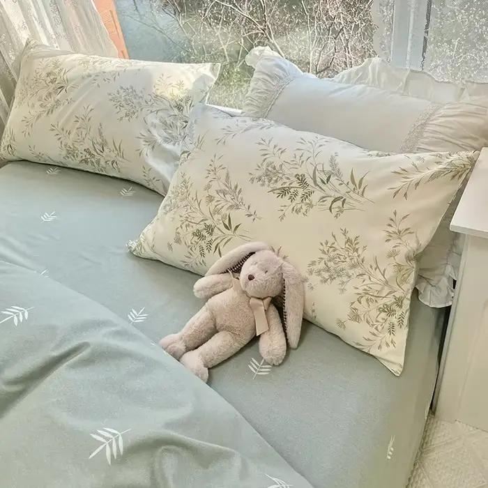Ensemble de literie 100% coton à fleurs