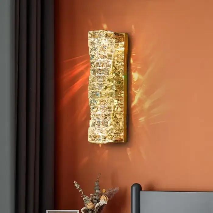 Lumière de luxe cristal hôtel fond mur salon chambre tête de lit nordique minimaliste moderne couloir escalier