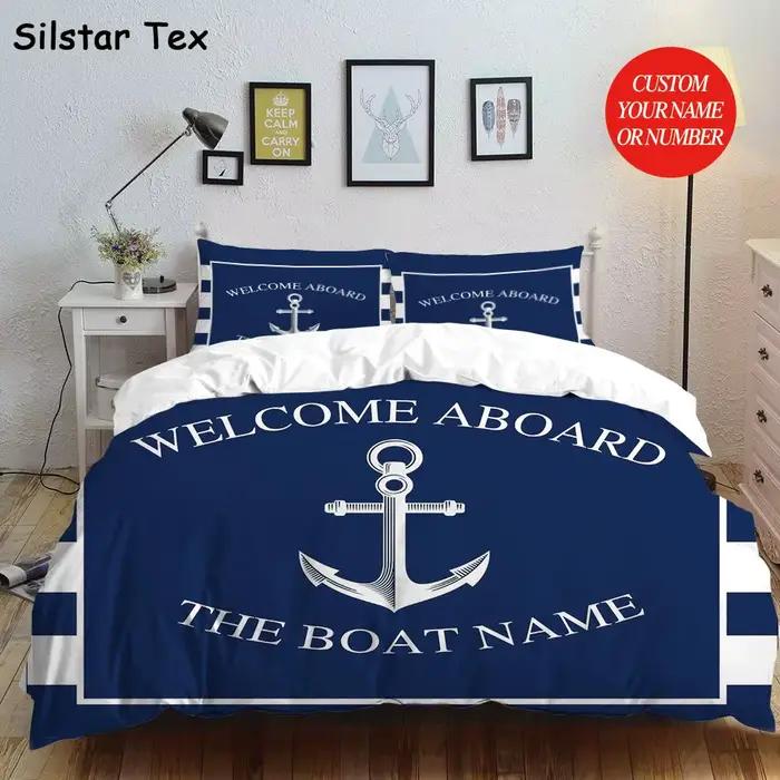 Parures de lit nautiques Tex avec nom personnalisé