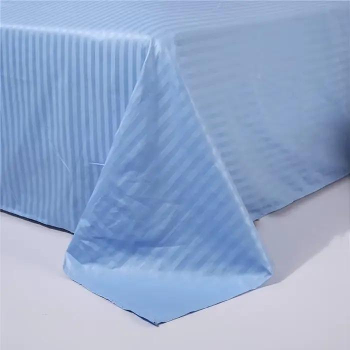 Drap de lit plat à rayures de couleur unie