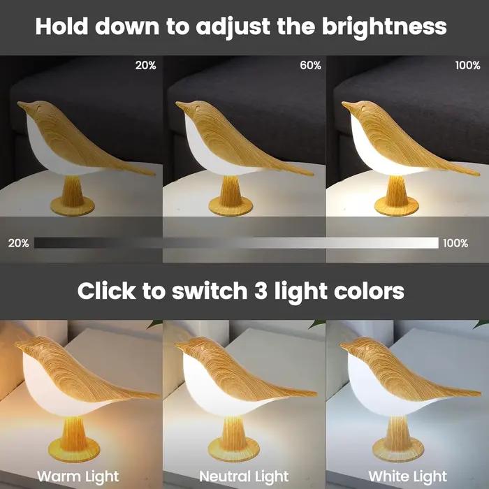 Lampe LED pour oiseaux à commande tactile, Art déco, 3 niveaux réglables, USB sans fil avec batterie Rechargeable, polyvalente pour toutes les pièces, 1 pièce