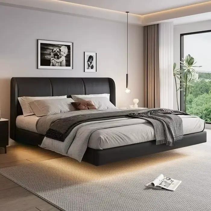 Lit double 180x200cm en cuir de luxe