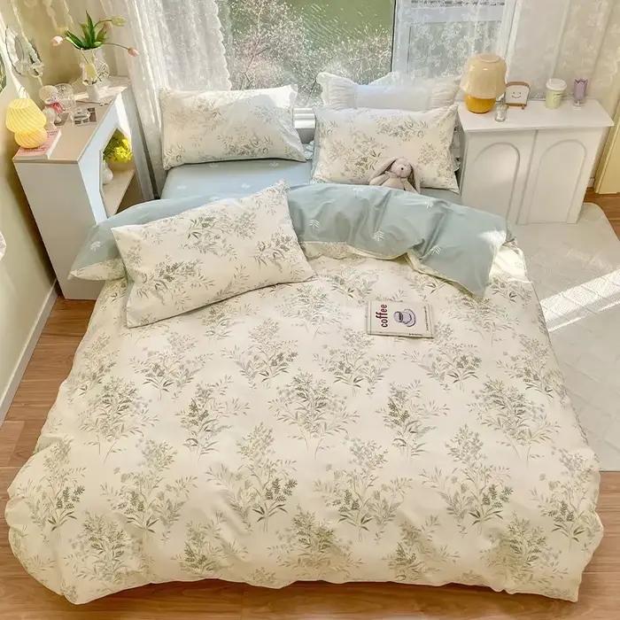 Ensemble de literie 100% coton à fleurs