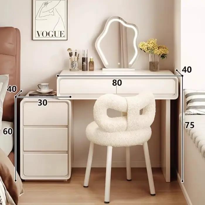 Tabouret miroir coiffeuse tiroir rangement moderne maquillage