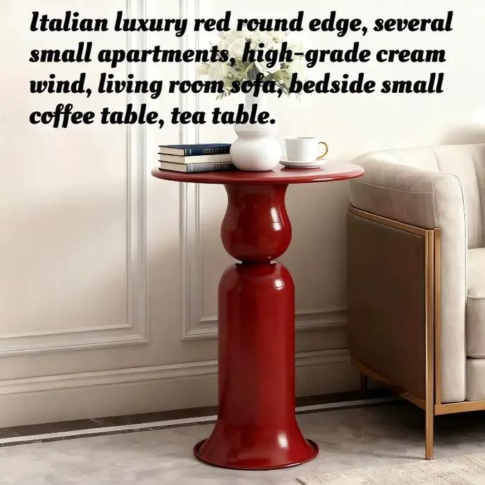 Table d'appoint ronde rouge de luxe italienne pour salon