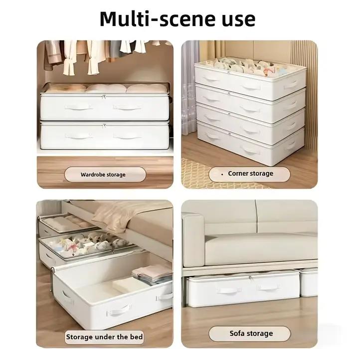 3 boîtes de rangement sous le lit blanches | Pliable