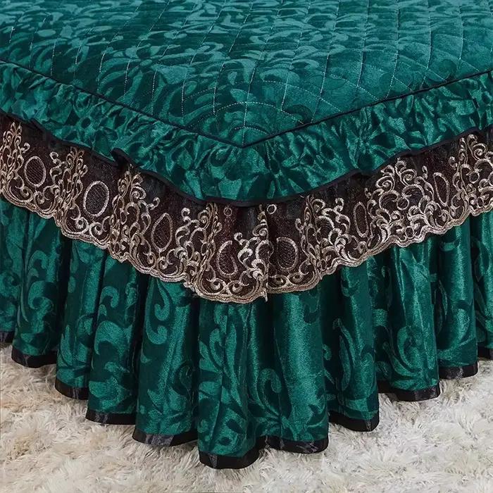 Jupes de lit en dentelle de velours
