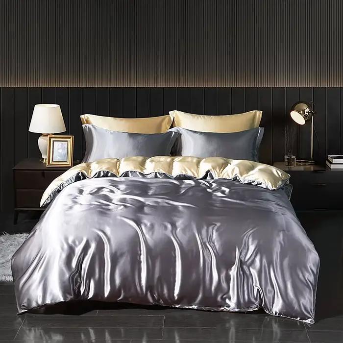 Ensemble de literie en satin de luxe avec drap plat