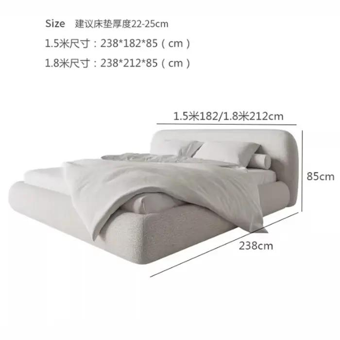 Lit double moderne 180x200cm avec dossier souple
