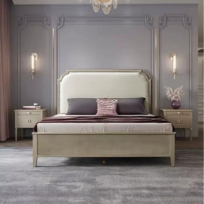 Lits à cadre De luxe tables De chevet minimalistes esthétiques lit double Queen Size nordique Cama De Lujo Para dortoir meubles De maison