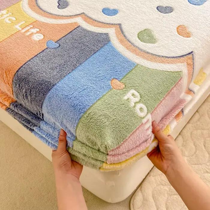 Drap-housse en velours flocon de neige dessin animé