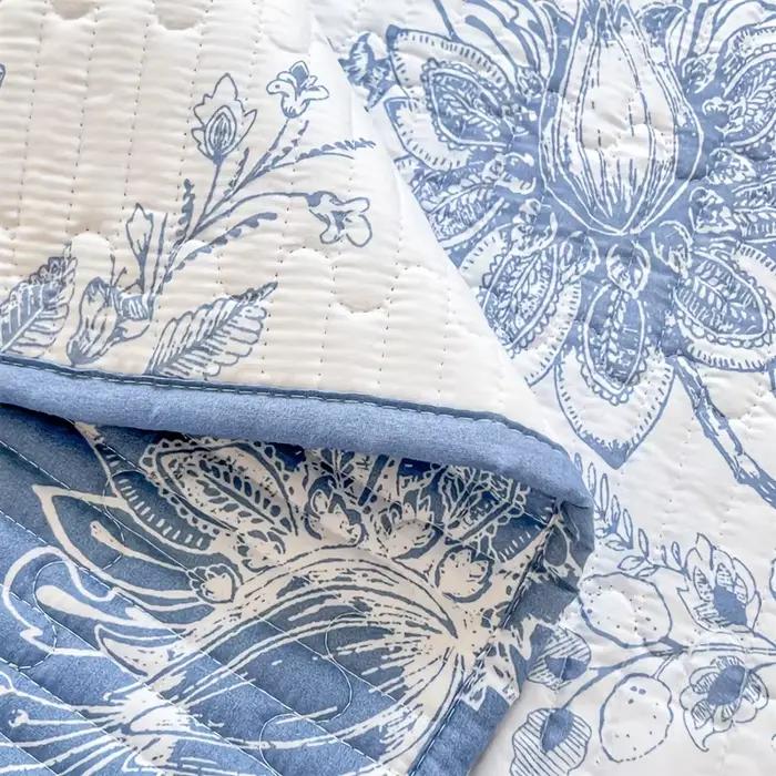 3 pièces housse de lit matelassée ondulée ultra douce à imprimé floral ensemble multi-pièces (1