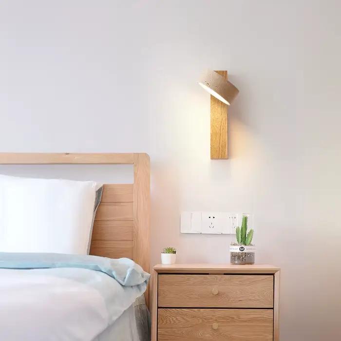 Applique murale en pierre naturelle rotative pour chevet de chambre à coucher