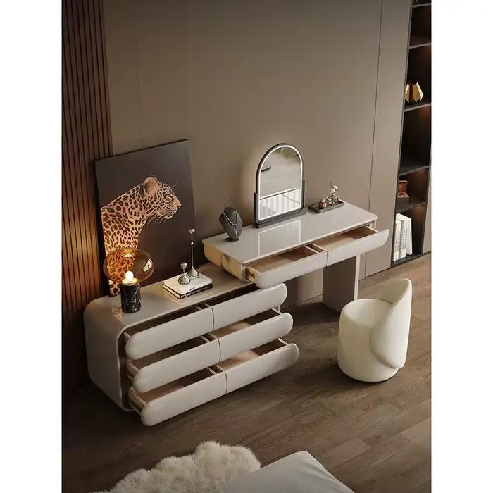 Commode minimaliste italienne poitrine intégrée chambre lumière luxe moderne 2025 nouvelle armoire de chevet peinte table de maquillage 1.2