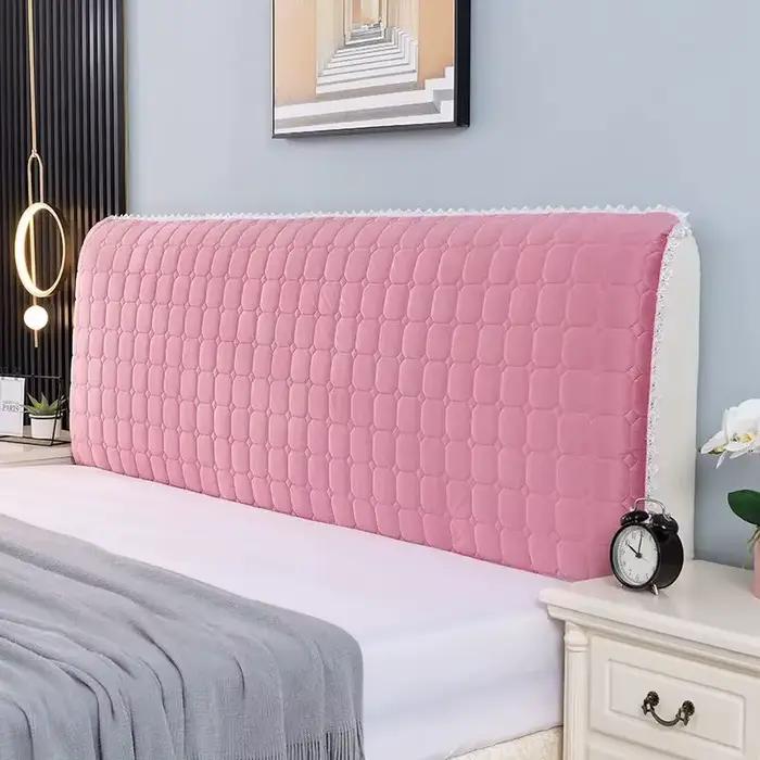 Housse de tête de lit matelassée en velours doux et épais