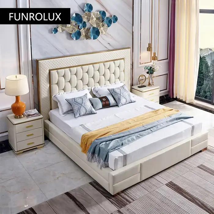 Lit double en cuir de style moderne