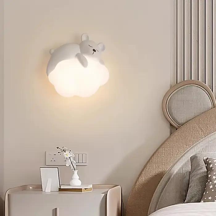 Mignon chambre d'enfants chevet applique ours lapin nuage lampe créative crème Style