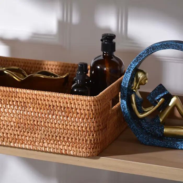 Panier de rangement de tissage en rotin