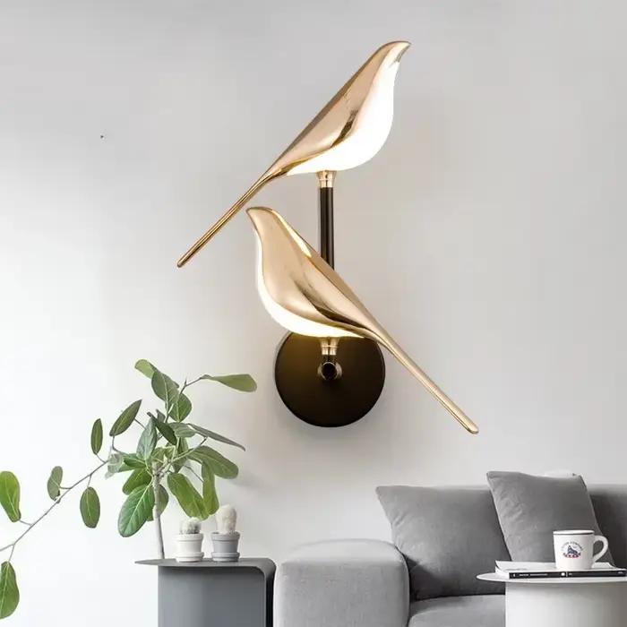 Applique murale oiseau nordique, décor de table à manger, cuisine, lumières LED, chambre à coucher, chevet, intérieur, chambre, appareil ménager